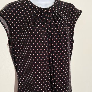 Liz Claiborne career dress blouse in sophisticated black with red cube pattern